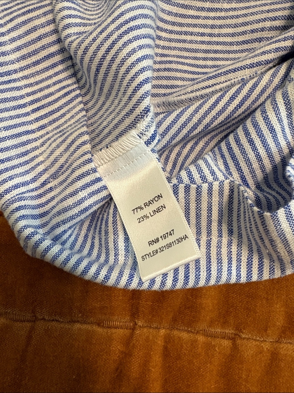 Blue & White Striped Ruffle-Sleeve Button-Front Top - Picture 5 of 5